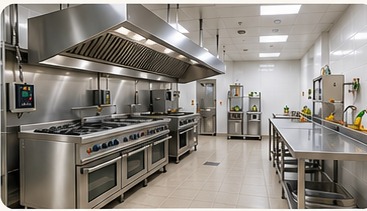 Illustrative commercial kitchen interior